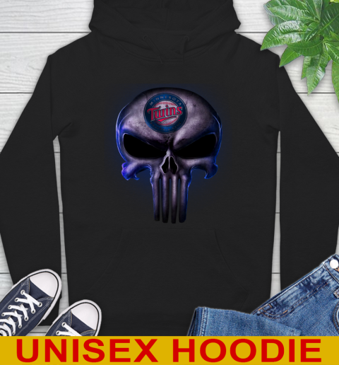 Minnesota Twins MLB Baseball Punisher Skull Sports Hoodie