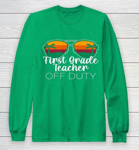 1st Grade Teacher Off Duty Sunglasses Beach Sunset Long Sleeve T-Shirt 4