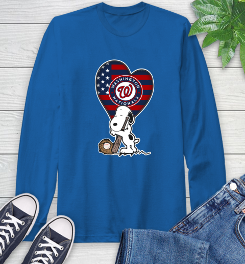 Washington Nationals MLB Baseball The Peanuts Movie Adorable Snoopy Long Sleeve T-Shirt 9