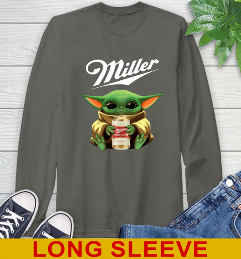 Star Wars Baby Yoda Hugs Miller High Life Beer Shirt 65