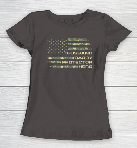 Husband Daddy Protector Hero Shirt Fathers Day American Flag Women's T-Shirt 5