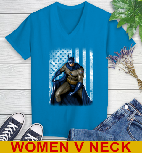 Buffalo Bills NFL Football Batman DC American Flag Shirt Women's V-Neck T-Shirt 7