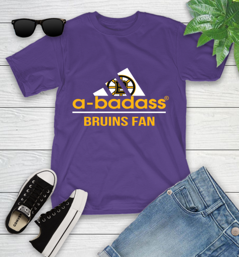 NHL A Badass Boston Bruins Fan Adidas Hockey Sports Youth T-Shirt 3