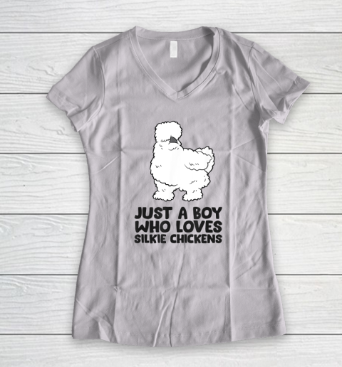 Just a Boy Who Loves Silkie Chickens Women's V-Neck T-Shirt