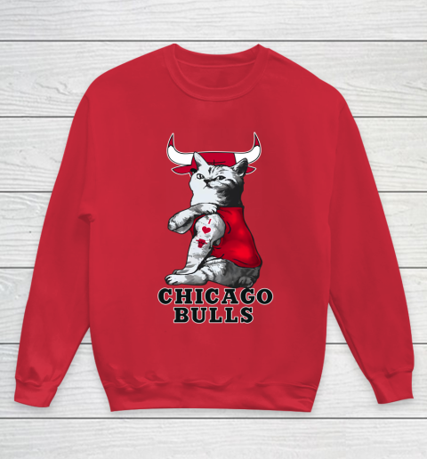 NBA Basketball My Cat Loves Chicago Bulls Youth Sweatshirt 7