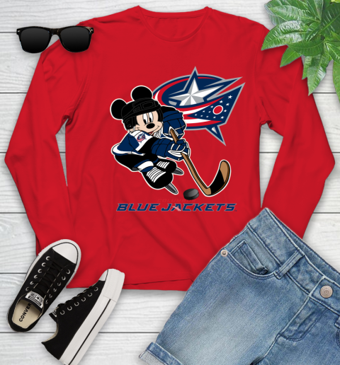 NHL Columbus Blue Jackets Mickey Mouse Disney Hockey T Shirt Youth Long Sleeve 11