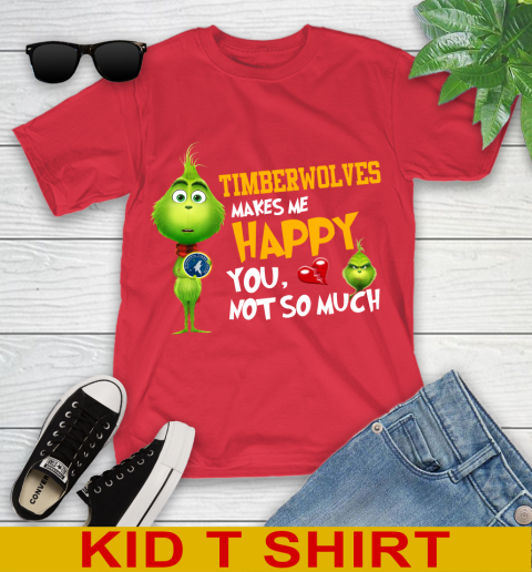 NBA Minnesota Timberwolves Makes Me Happy You Not So Much Grinch Basketball Sports Youth T-Shirt 11