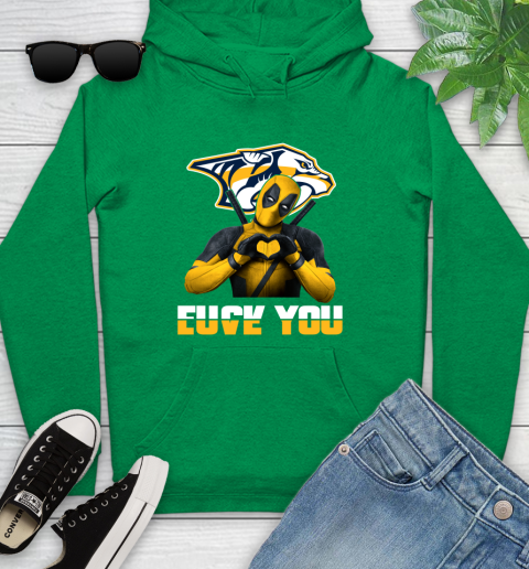 NHL Nashville Predators Deadpool Love You Fuck You Hockey Sports Youth Hoodie 9