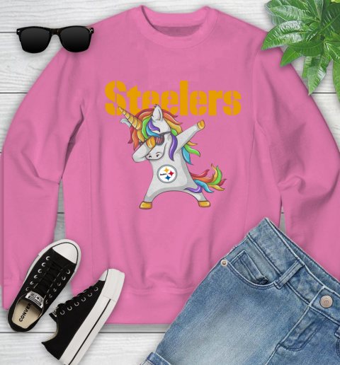 Pittsburgh Steelers NFL Football Funny Unicorn Dabbing Sports Youth Sweatshirt 7