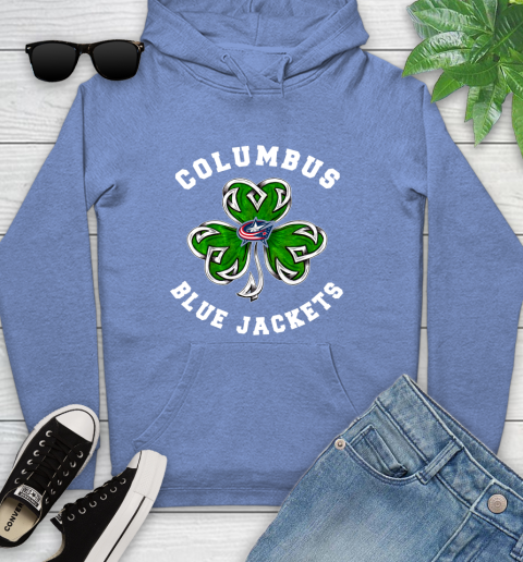 NHL Columbus Blue Jackets Three Leaf Clover St Patrick's Day Hockey Sports Youth Hoodie 13