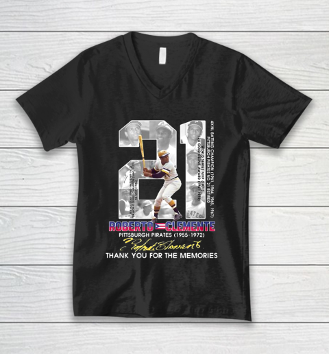 Roberto Clemente Signature Thank You For The Memories V-Neck T-Shirt