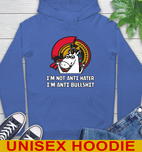 Ottawa Senators NHL Hockey Unicorn I'm Not Anti Hater I'm Anti Bullshit Hoodie 9