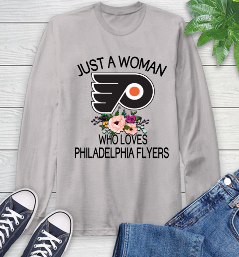 NHL Just A Woman Who Loves Philadelphia Flyers Hockey Sports Long Sleeve T-Shirt 11