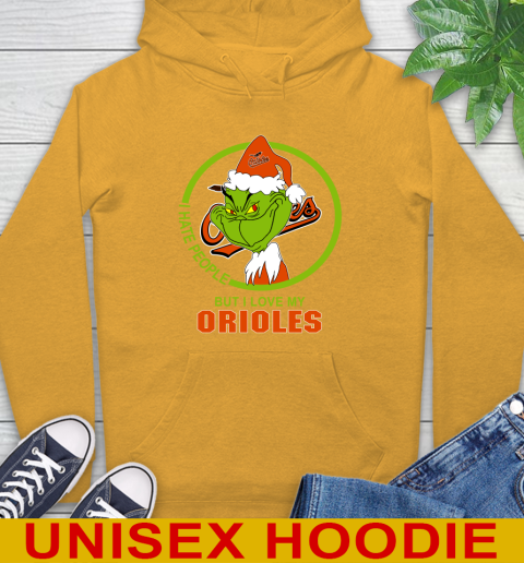 Baltimore Orioles MLB Christmas Grinch I Hate People But I Love My Favorite Baseball Team Hoodie 3