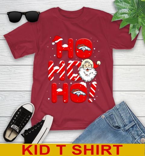 Denver Broncos NFL Football Ho Ho Ho Santa Claus Merry Christmas Shirt Youth T-Shirt 12