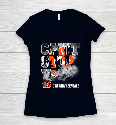 NFL Cincinnati Bengals Can't Stop Vs Women's V-Neck T-Shirt 2