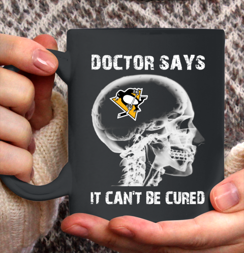 NHL Pittsburgh Penguins Hockey Skull It Can't Be Cured Shirt Ceramic Mug 15oz