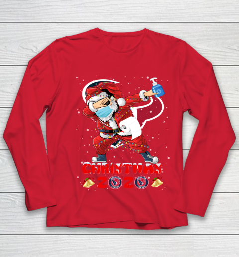 Houston Texans Funny Santa Claus Dabbing Christmas 2020 NFL Youth Long Sleeve 8