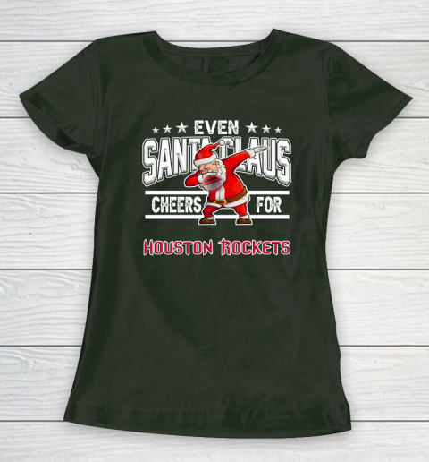 Houston Rockets Even Santa Claus Cheers For Christmas NBA Women's T-Shirt 4