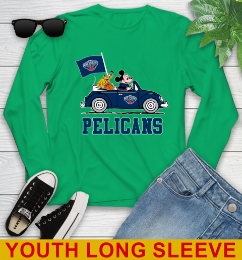 NBA Basketball New Orleans Pelicans Pluto Mickey Driving Disney Shirt Youth Long Sleeve 7