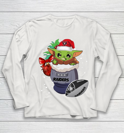 Oakland Raiders Christmas Baby Yoda Star Wars Funny Happy NFL Youth Long Sleeve 11