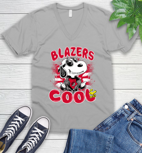 NBA Basketball Portland Trail Blazers Cool Snoopy Shirt V-Neck T-Shirt 3