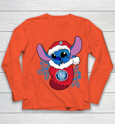 Tampa Bay Rays Christmas Stitch In The Sock Funny Disney MLB Youth Long Sleeve 4