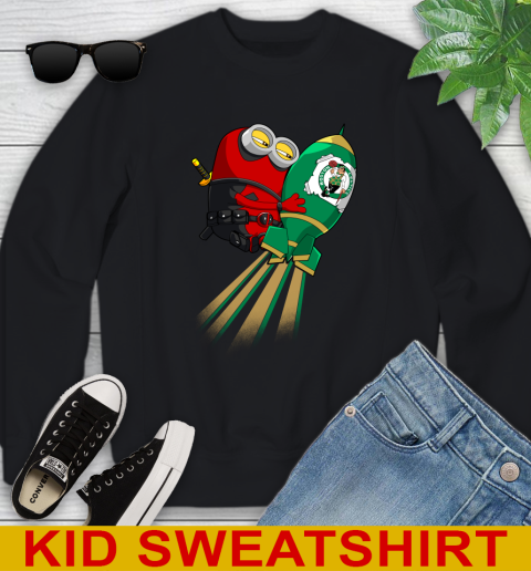 NBA Basketball Boston Celtics Deadpool Minion Marvel Shirt Youth Sweatshirt