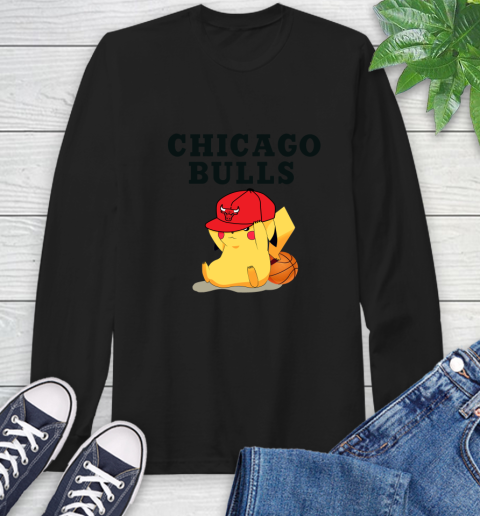 NBA Pikachu Basketball Sports Chicago Bulls Long Sleeve T-Shirt 2