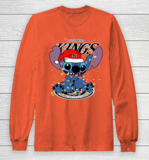 Los Angeles Kings NHL Hockey noel stitch Christmas Long Sleeve T-Shirt 3