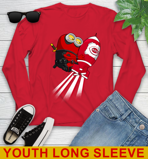 MLB Baseball Cincinnatim Reds Deadpool Minion Marvel Shirt Youth Long Sleeve 11