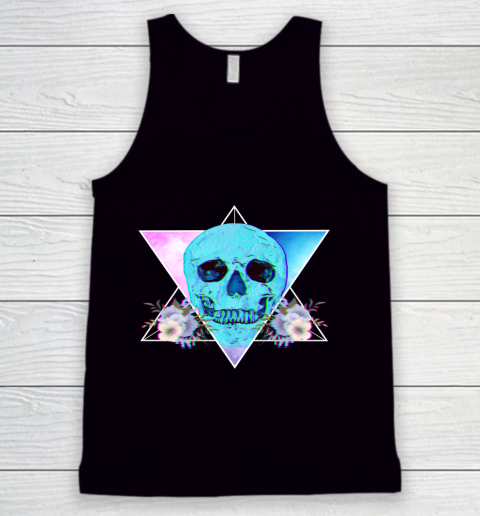 Vaporwave Aesthetic Japanese Skull Retro Floral Tank Top