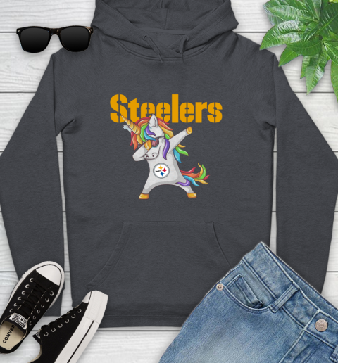 Pittsburgh Steelers NFL Football Funny Unicorn Dabbing Sports Youth Hoodie 8
