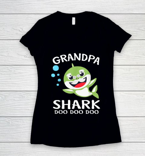 Grandpa Funny Gift Apparel  Grandpa Shark Funny Father's Day Gift Women's V-Neck T-Shirt