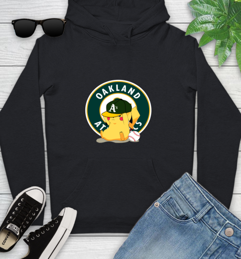 MLB Pikachu Baseball Sports Oakland Athletics Youth Hoodie 2