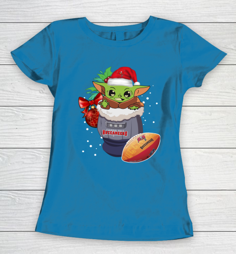 Tampa Bay Buccaneers Christmas Baby Yoda Star Wars Funny Happy NFL Women's T-Shirt 7