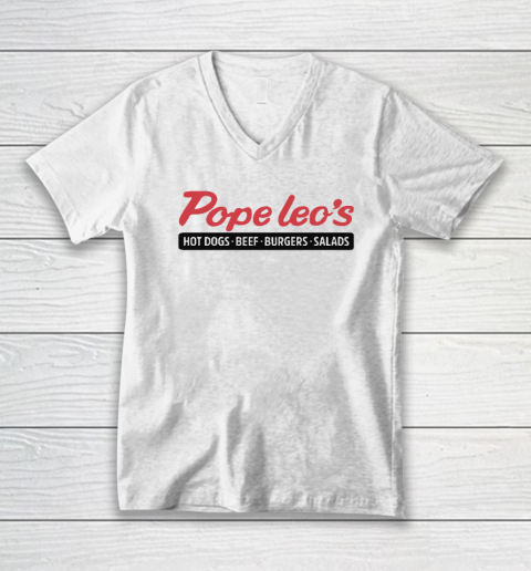 Pope Leo's Hot Dogs Beef Burgers Salads V-Neck T-Shirt