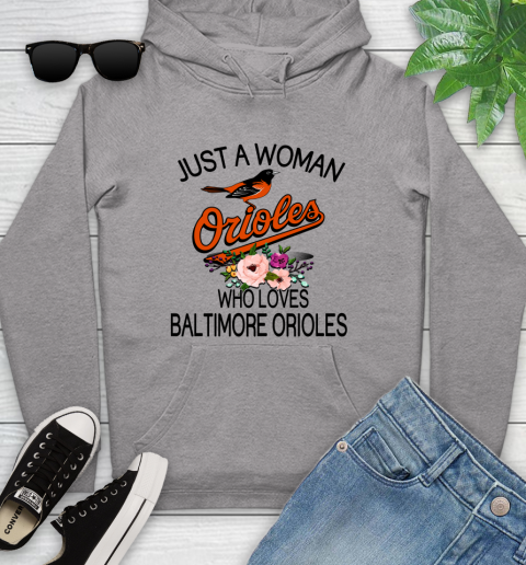 MLB Just A Woman Who Loves Baltimore Orioles Baseball Sports Youth Hoodie 4