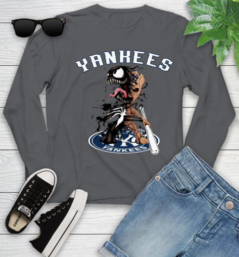 MLB New York Yankees Baseball Venom Groot Guardians Of The Galaxy Youth Long Sleeve 8