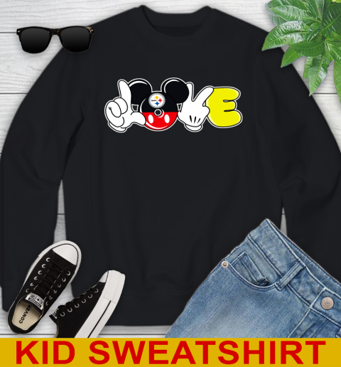 Pittsburgh Steelers NFL Football Love Mickey Disney Sports Youth Sweatshirt 2