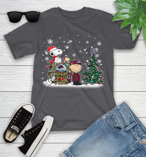 NHL Colorado Avalanche Snoopy Charlie Brown Woodstock Christmas Stanley Cup Hockey Youth T-Shirt 6