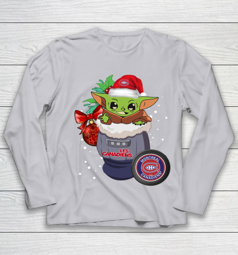 Montreal Canadiens Christmas Baby Yoda Star Wars Funny Happy NHL Youth Long Sleeve 5