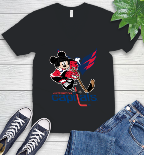 NHL Washington Capitals Mickey Mouse Disney Hockey T Shirt V-Neck T-Shirt 2