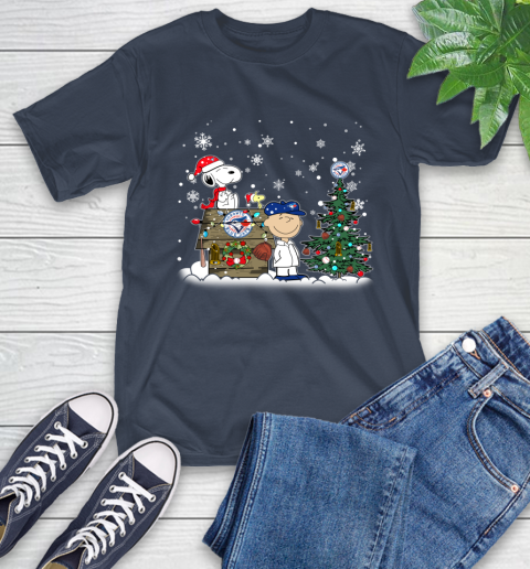 MLB Toronto Blue Jays Snoopy Charlie Brown Christmas Baseball Commissioner's Trophy T-Shirt 3