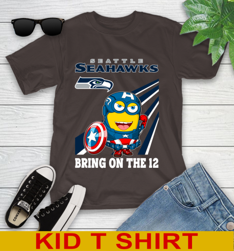 NFL Football Seattle Seahawks Captain America Marvel Avengers Minion Shirt Youth T-Shirt 6