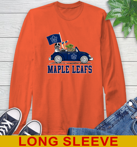 NHL Hockey Toronto Maple Leafs Darth Vader Baby Yoda Driving Star Wars Shirt Long Sleeve T-Shirt 5