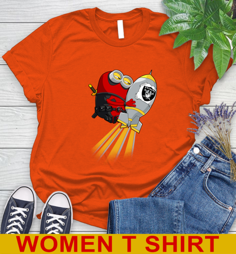 NFL Football Oakland Raiders Deadpool Minion Marvel Shirt Women's T-Shirt 3