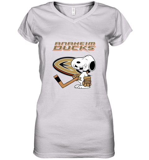 Anaheim Ducks Ice Hockey Broken Teeth Snoopy NHL Women's V-Neck T-Shirt