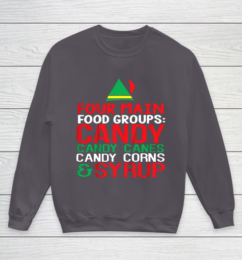 4 Main Food Groups Elf Buddy Christmas Youth Sweatshirt 5