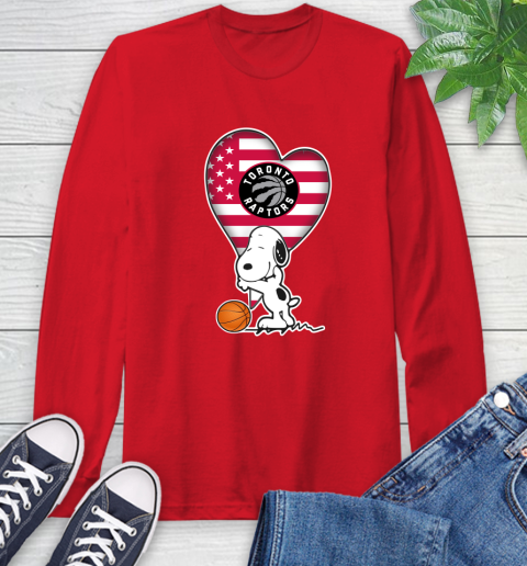 Toronto Raptors NBA Basketball The Peanuts Movie Adorable Snoopy Long Sleeve T-Shirt 10